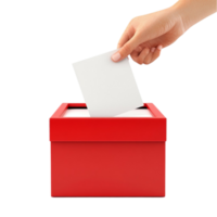 Hand Putting Blank Paper into Red Box png