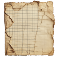 Vintage burnt graph paper texture with grid lines and weathered edges png