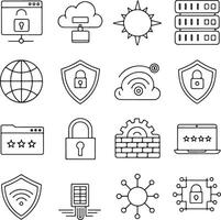 Cyber Security Icons line art design vector