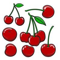 Cherries in various shapes and arrangements vector