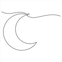 Single line continuous drawing crescent moon for Ramadan element simple crescent moon line art drsign vector