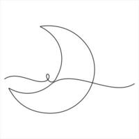 Single line continuous drawing of crescent moon for Ramadan element simple crescent moon line art design illustration vector