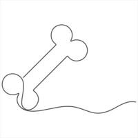 Single continuous line drawing of bone simple human bone line art illustration vector