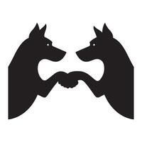 Silhouette Illustration of Two Dogs Shaking Hands in Abstract Style vector