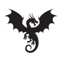 Dragon Silhouette with Wings Spread in Abstract Design vector