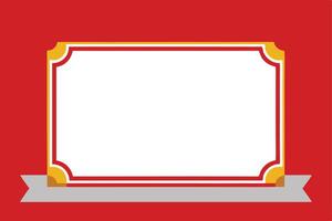 Red and Gold Decorative Frame with White Center and Ribbon. vector