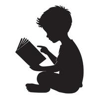 Silhouette of a Child Reading a Book vector