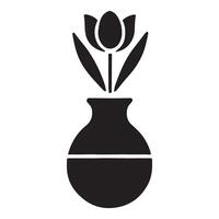 Elegant Silhouette Tulip in a Simple Vase Illustration vector