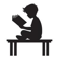 Child Reading a Book Silhouette Illustration vector
