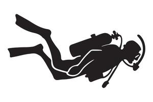 Active Scuba Diver Silhouette Image vector