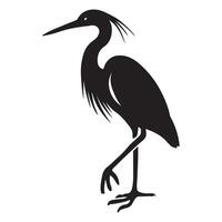 Silhouette of a Graceful Heron Bird Standing vector