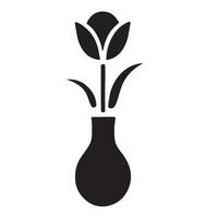 Elegant Tulip in Vase Silhouette Simple Design vector