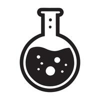 Black Silhouette Erlenmeyer Flask with Bubbling Liquid Illustration vector
