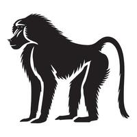 Majestic Baboon Silhouette Standing Profile View vector