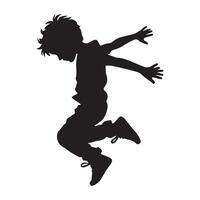 Silhouette of a Boy Joyfully Leaping High vector
