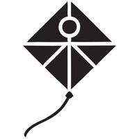 Geometric Black Silhouette Kite Icon Playful Wind Toy vector