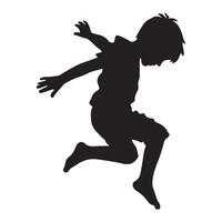 Silhouette of a Child Joyfully Leaping in the Air vector