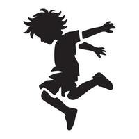 Silhouette of a Boy Joyfully Leaping in the Air vector