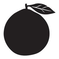 Silhouette of a Whole Orange with Leaf vector