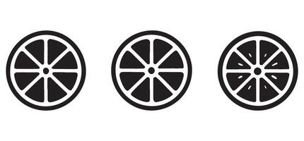 Set of Three Black Lemon Slice Illustrations vector