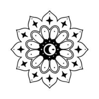 a black and white drawing of a flower with stars vector