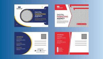 Modern Post Card Design in Bundle. Abstract Template Display for Promotional Campaign. vector