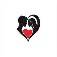 Elegant Valentine Silhouette of a Romantic Couple Holding Hands in Black and White Minimalist Art Featuring Clean Lines Negative Space and a Symbol of Love Unity and Connection vector