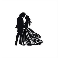 Modern Valentine Silhouette Art of a Couple in Elegant Black and White vector