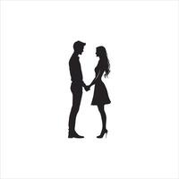Romantic Valentine Silhouette Design of a Couple Walking in Profile View vector