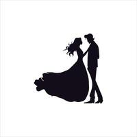 Minimalist Valentine Silhouette Art Featuring a Couple Holding Hands in Profile View vector