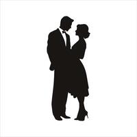 Romantic Shadow Silhouette of a Couple in Minimalist Black and White Design vector