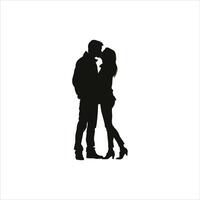 Minimalist Valentine Silhouette of a Romantic Couple Walking Hand in Hand in Clean Black and White Design Symbolizing Love Unity and Connection in Elegant and Timeless Art vector