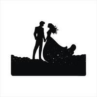 Romantic Valentine Silhouette in Profile View Symbolizing Love and Connection vector