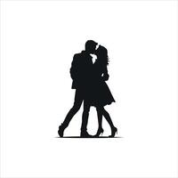 Black and White Valentine Silhouette Art of a Romantic Couple Holding Hands in Minimalist Design Symbolizing Love Unity and Connection with Elegant and Simple Clean Lines vector