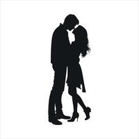 Romantic Couple Silhouette Design in Clean Lines and Negative Space for Valentine vector