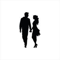 Romantic Silhouette Art Featuring Love and Unity in Simple Black and White vector