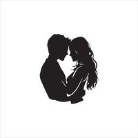 Timeless Valentine Silhouette Art Featuring a Couple in Romantic Unity vector