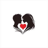 Black and White Valentine Silhouette Design Featuring a Romantic Couple Holding Hands in Clean Minimalist Art with Negative Space and a Symbol of Love Unity and Connection vector
