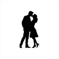 Clean and Elegant Valentine Silhouette of a Romantic Couple Walking Together Hand in Hand in Minimalist Design Symbolizing Love and Connection in Black and White Art vector