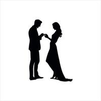Elegant Valentine Silhouette Romantic Couple Holding Hands in Minimalist Design vector