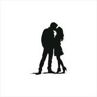 Minimalist Valentine Silhouette of a Romantic Couple in Love Walking Together Hand in Hand in Elegant Black and White Design Symbolizing Unity Connection and Timeless Love vector