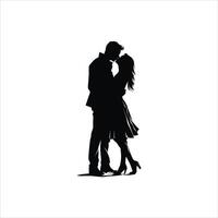 Minimalist Valentine Silhouette of a Couple Walking Hand in Hand in Profile View in Elegant Black and White Art Featuring Clean Lines Negative Space and a Symbol of Love Unity and Connection vector