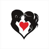 Elegant Valentine Silhouette Art of a Romantic Couple Walking Hand in Hand in Clean Minimalist Black and White Design Symbolizing Love Unity and Connection in Timeless Style vector