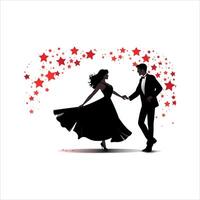 Stylized Valentine Silhouette Walking Together in Minimalist Design vector