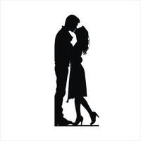 Minimalist Couple Silhouette Black and White Valentine Art vector