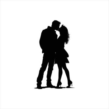 Artistic Valentine Silhouette Art of a Romantic Couple Walking Hand in Hand in Minimalist Design Featuring Clean Lines Negative Space and a Symbol of Love Unity and Connection vector