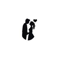 Negative Space Valentine Silhouette Art of a Romantic Couple Holding Hands in Profile View Symbolizing Love Unity and Connection in Elegant Black and White Minimalist Design vector