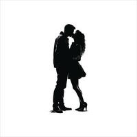 Elegant Valentine Silhouette Art of a Romantic Couple Holding Hands Walking in Profile View in a Minimalist Design with Black and White Clean Lines and Negative Space vector