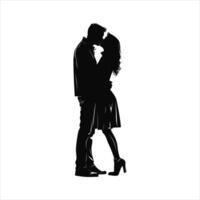 Clean and Minimalist Valentine Silhouette of a Romantic Couple Holding Hands in Profile View Symbolizing Love Unity and Connection in Elegant Black and White Design with Timeless Beauty vector