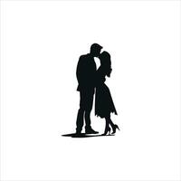 Walking Together Silhouette of a Romantic Couple in Clean Black and White Design Featuring Minimalist Art Negative Space and a Symbol of Love and Connection for Valentine vector